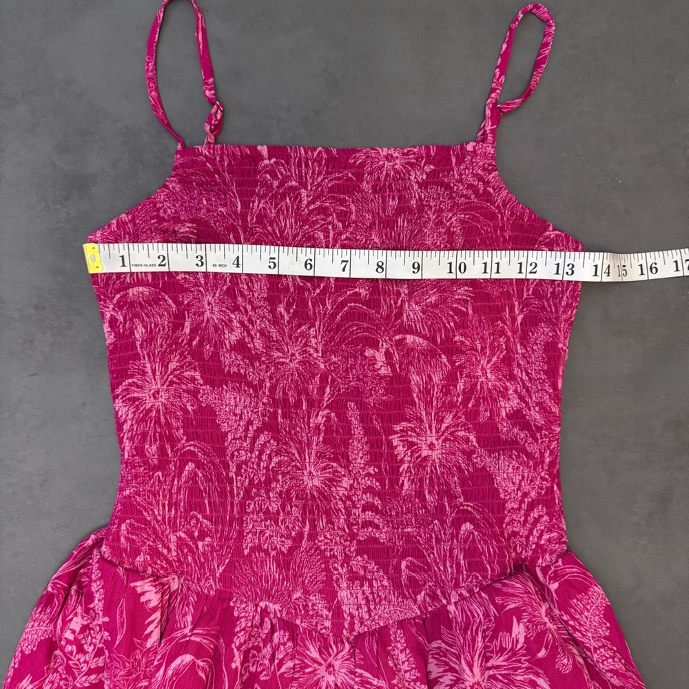 Lush Berry‎ Pink Floral Patterned Smocked Drop Waist Maxi Dress - Picture 7 of 8
